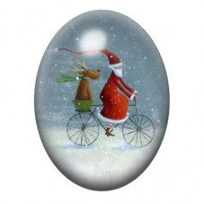 Cabochon en Verre Illustré Père Noël et Renne à Vélo 13x18, 18x25 ou 30x40mm pour la création de bijoux fantaisie - DIY