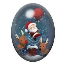 Cabochon en Verre Illustré Père Noël au Ballon Rouge 13x18, 18x25 ou 30x40mm pour la création de bijoux fantaisie - DIY