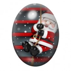 Cabochon en Verre Illustré Père Noël Coincé dans la Cheminée 13x18, 18x25 ou 30x40mm pour la création de bijoux fantaisie - DIY