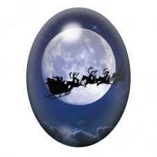Cabochon en Verre Illustré Traîneau du Père Noël sous la Lune 13x18, 18x25 ou 30x40mm pour la création de bijoux fantaisie - DIY