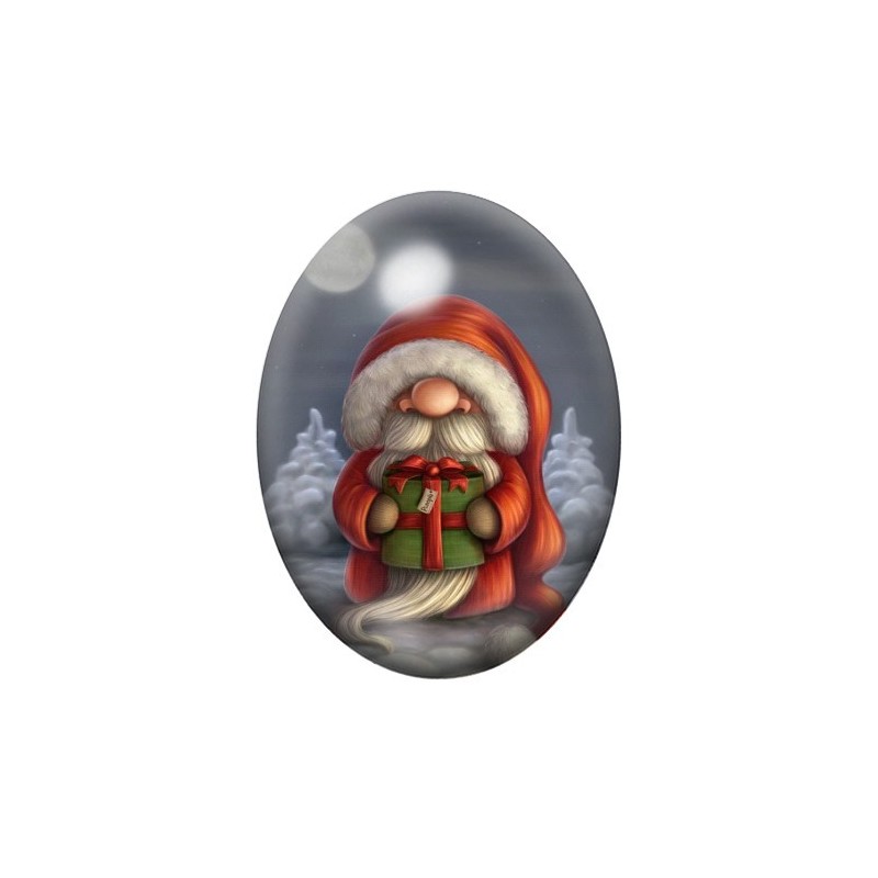 Cabochon en Verre Illustré Père-Noël Cadeau 13x18, 18x25 ou 30x40mm