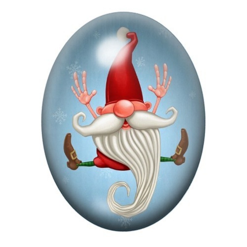 Cabochon en Verre Illustré Gnome Noël 13x18, 18x25 ou 30x40mm