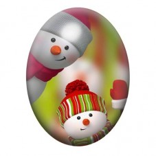 Cabochon en Verre Illustré Duo de Bonshommes de Neige 13x18, 18x25 ou 30x40mm pour la création de bijoux fantaisie - DIY