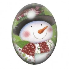 Cabochon en Verre Illustré Bonhomme de Neige au Chapeau Fleuri 13x18, 18x25 ou 30x40mm pour la création de bijoux fantaisie - DI