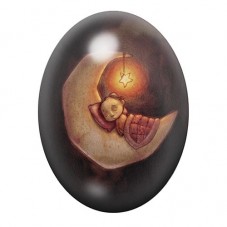Cabochon en Verre Illustré Enfant Endormi dans la Lune 13x18, 18x25 ou 30x40mm pour la création de bijoux fantaisie - DIY
