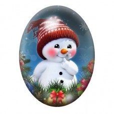 Cabochon en Verre Illustré Bonhomme de Neige Noël 13x18, 18x25 ou 30x40mm pour la Création de Bijoux Fantaisie - DIY