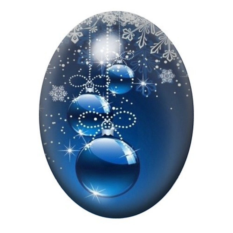 Cabochon en Verre Illustré Boules de Noël 13x18, 18x25 ou 30x40mm