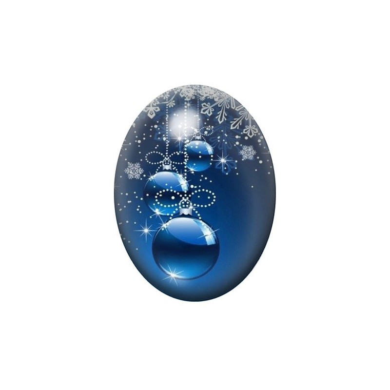 Cabochon en Verre Illustré Boules de Noël Bleues Étincelantes 13x18, 18x25 ou 30x40mm