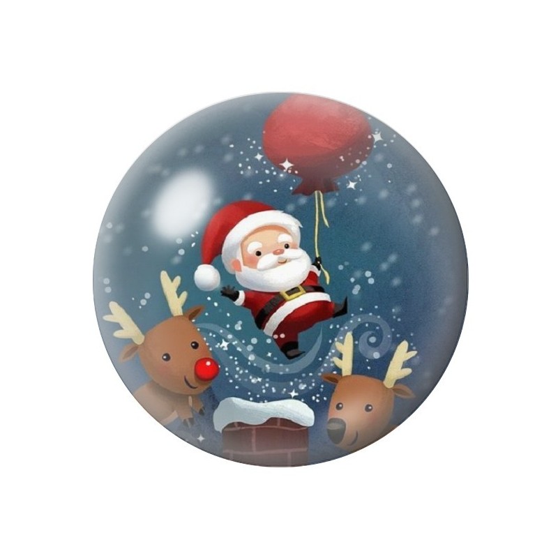 Cabochon en Verre Illustré Père-Noël Ballon Rennes 12 à 25mm