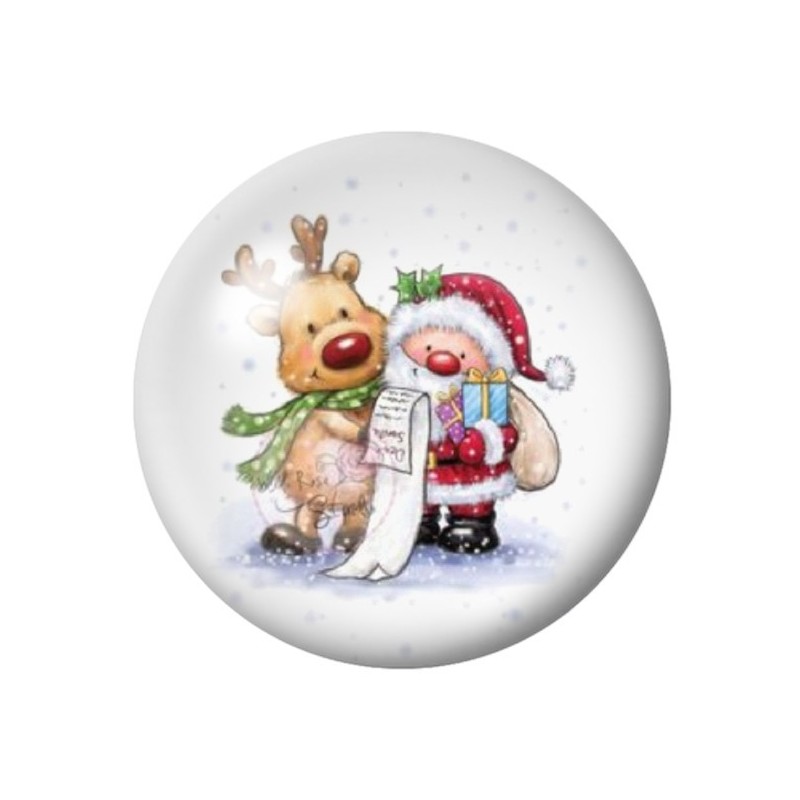 Cabochon en Verre Illustré Rudolph et le Père-Noël 12 à 25mm