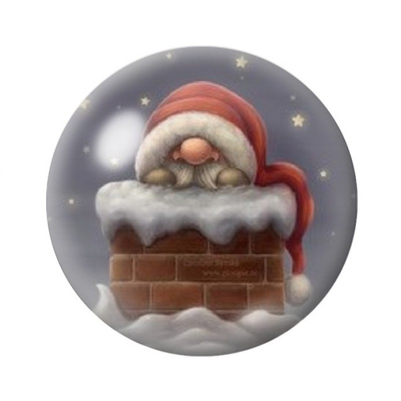 Cabochon en Verre Illustré Père-Noël Cheminée 12 à 25mm