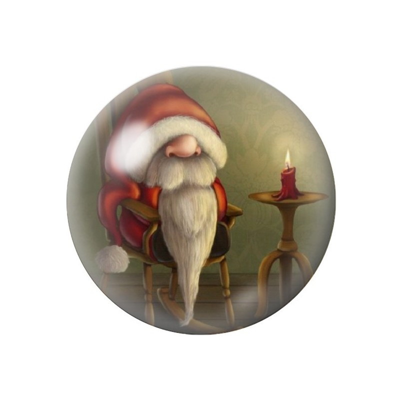 Cabochon en Verre Illustré Père-Noël Bougie 12 à 25mm