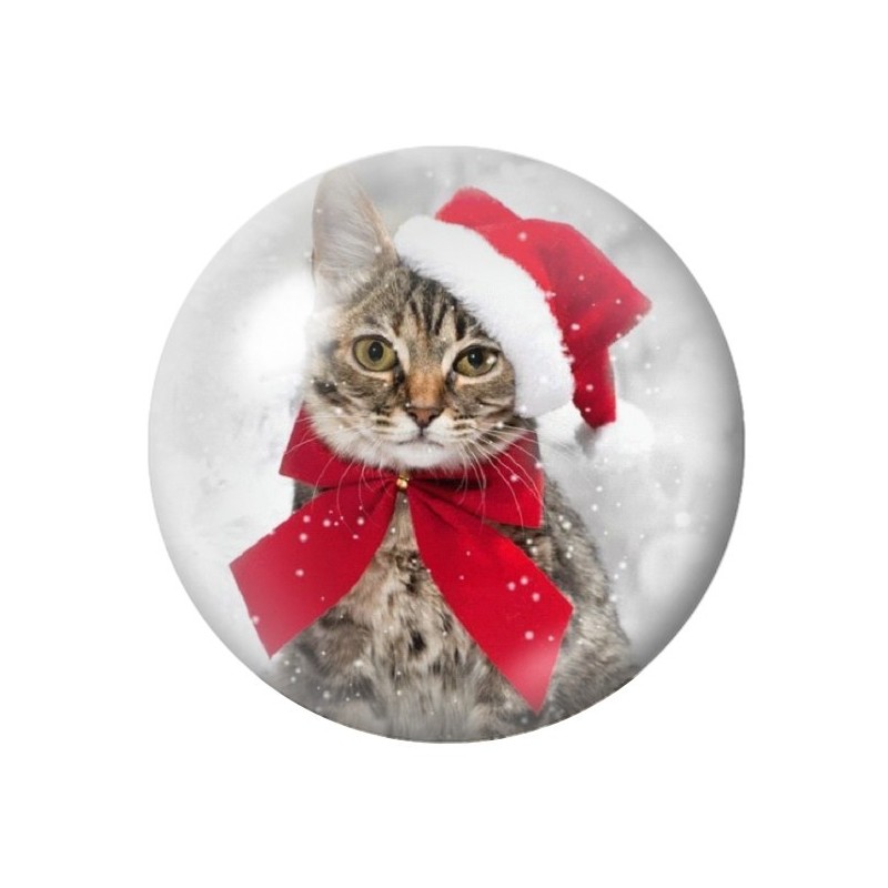 Cabochon en Verre Illustré Chat de Noël 12 à 25mm