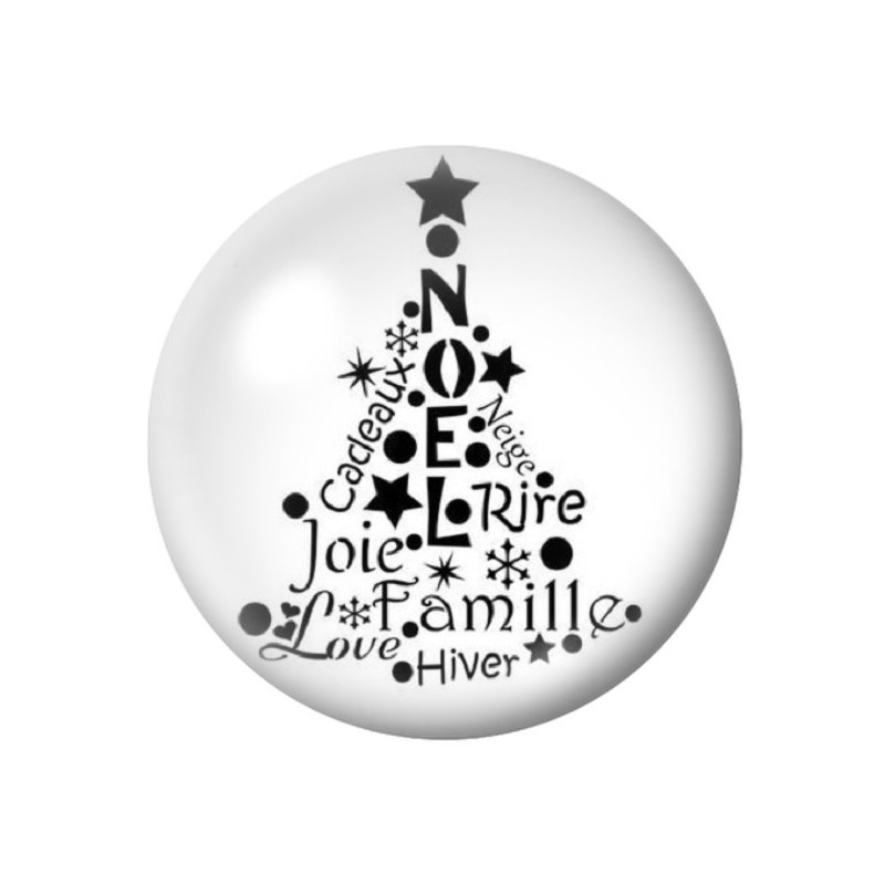 Cabochon en Verre Illustré Sapin de Noël 12 à 25mm