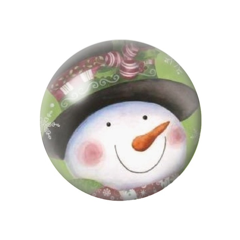 Cabochon en Verre Illustré Bonhomme de Neige Noël 12 à 25mm