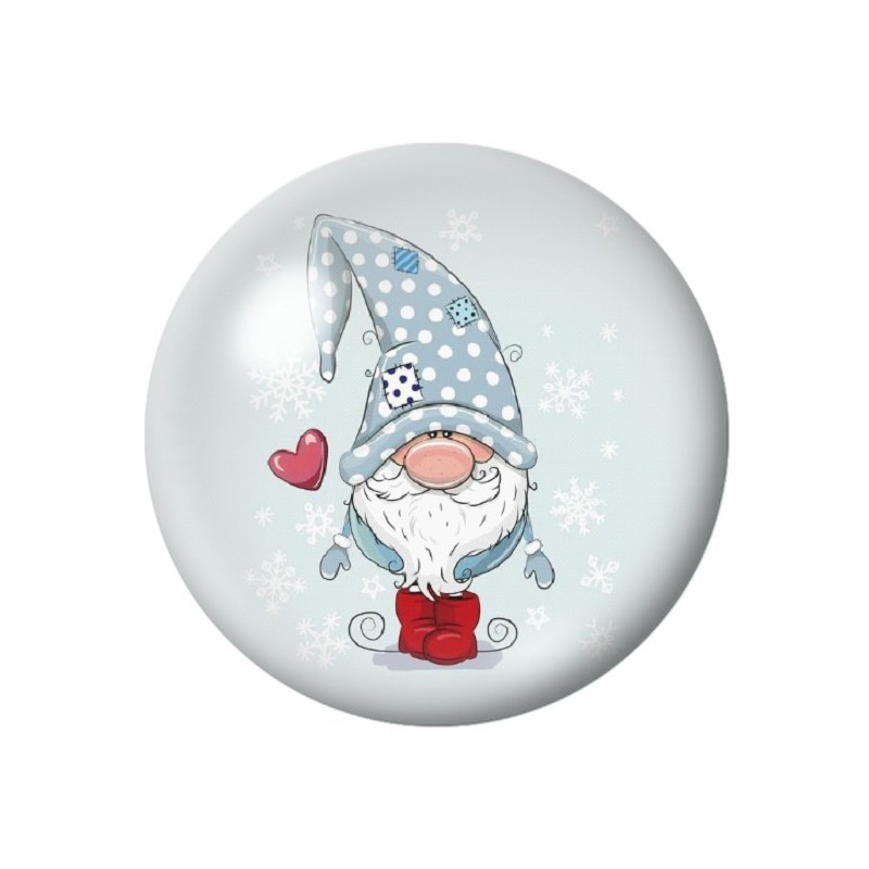 Cabochon en Verre Illustré Gnome de Noël 12 à 25mm
