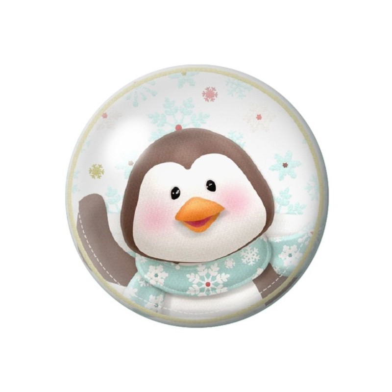 Cabochon en Verre Illustré Pingouin Hiver Noël 12 à 25mm