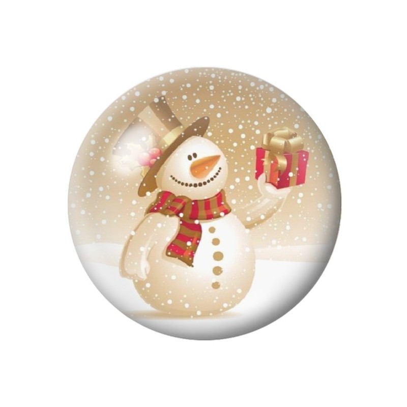 Cabochon en Verre Illustré Bonhomme de Neige Noël 12 à 25mm