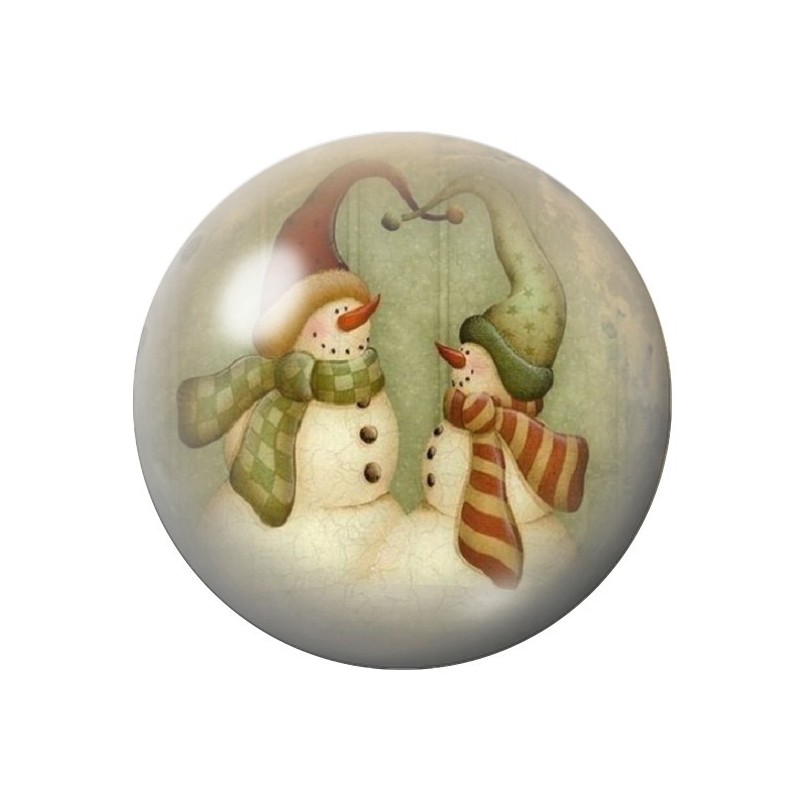 Cabochon en Verre Illustré Bonhommes de Neige Noël 12 à 25mm
