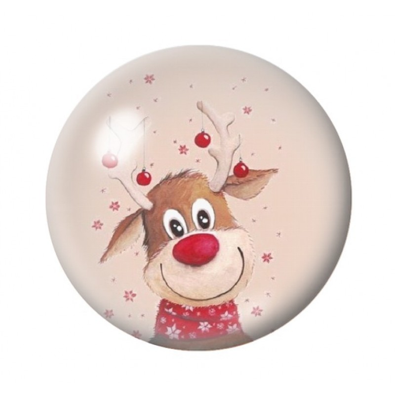 Cabochon en Verre Illustré Rudolph Noël 12 à 25mm