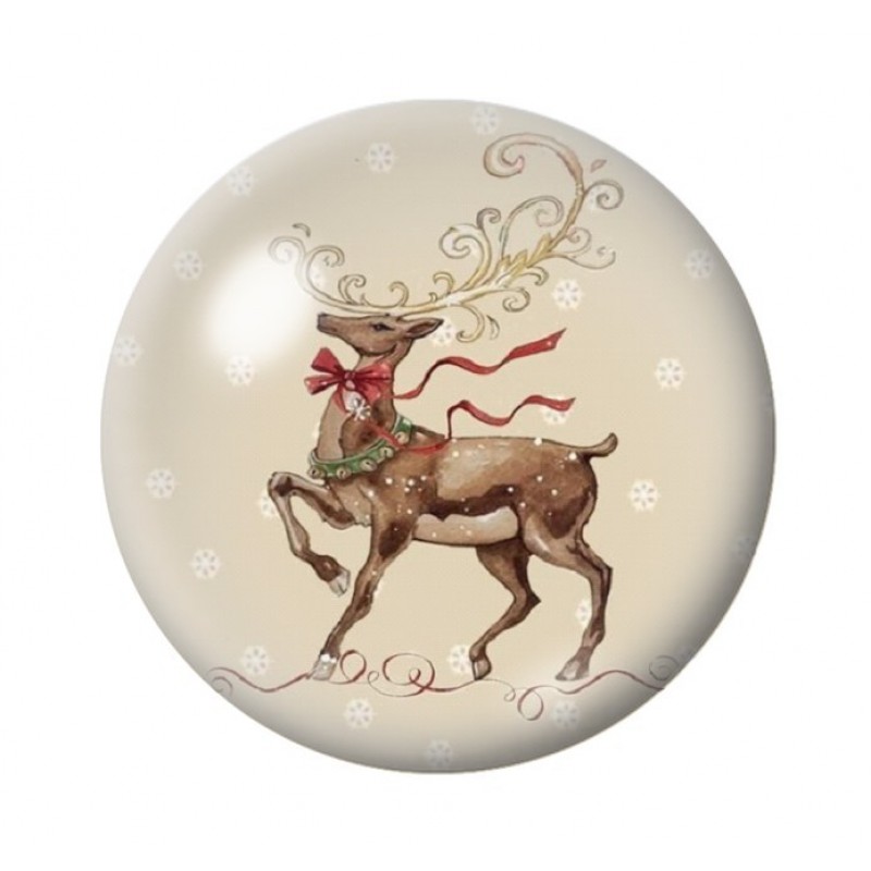 Cabochon en Verre Illustré Renne de Noël 12 à 25mm