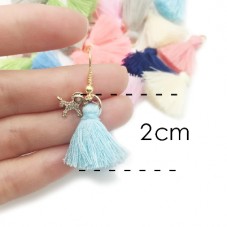 10 Breloques Pompons en Coton Multicolore 20mm