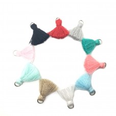 10 Breloques Pompons en Coton Multicolore 20mm