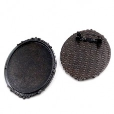 Support Broche Noir pour Cabochon 30x40mm pour la Création de Bijoux Fantaisie - DIY