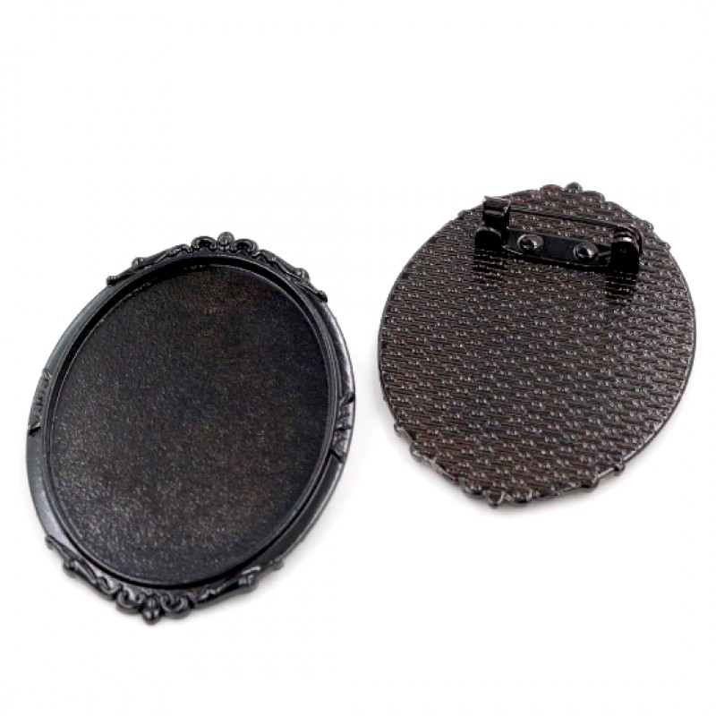 Support Broche Bronze pour Cabochon Ovale 30x40mm