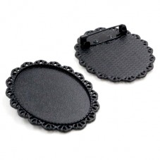 Support Broche Noir pour Cabochon 30x40mm pour la Création de Bijoux Fantaisie - DIY