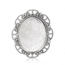 Support Pendentif Connecteur Argenté pour Cabochon 30x40mm pour la Création de Bijoux Fantaisie - DIY