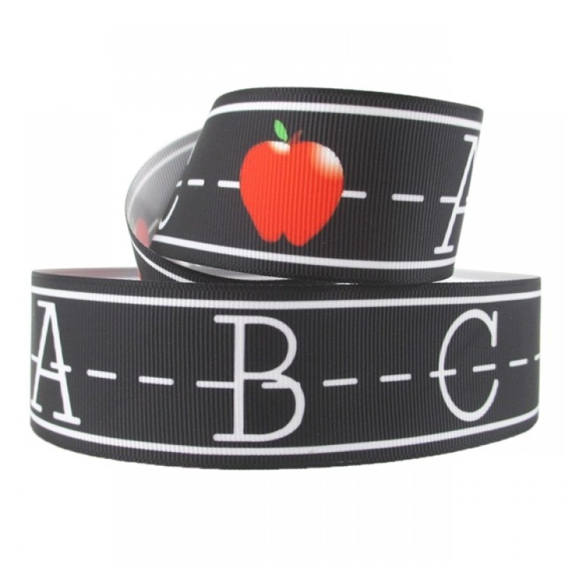 1 Mètre de Ruban Gros Grain École ABC 22mm