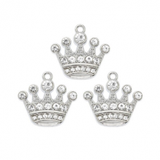 2 Breloques Couronne Princesse Strass 21mm