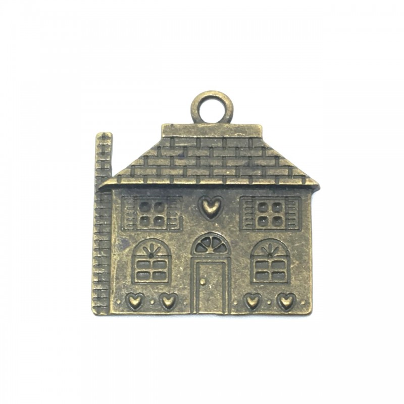 Grande Breloque Maison École Bronze 30x25mm