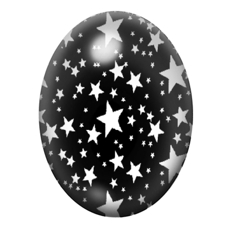 Cabochon en Verre Illustré Étoiles Noir et Blanc 30x40mm
