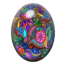 Cabochon en Verre Illustré Fleurs et Arabesques Précieuses 13x18, 18x25 ou 30x40mm pour la création de bijoux fantaisie - DIY