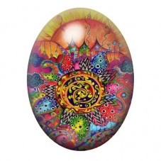 Cabochon en Verre Illustré Mandala Solaire Multicolore 13x18, 18x25 ou 30x40mm pour la création de bijoux fantaisie - DIY