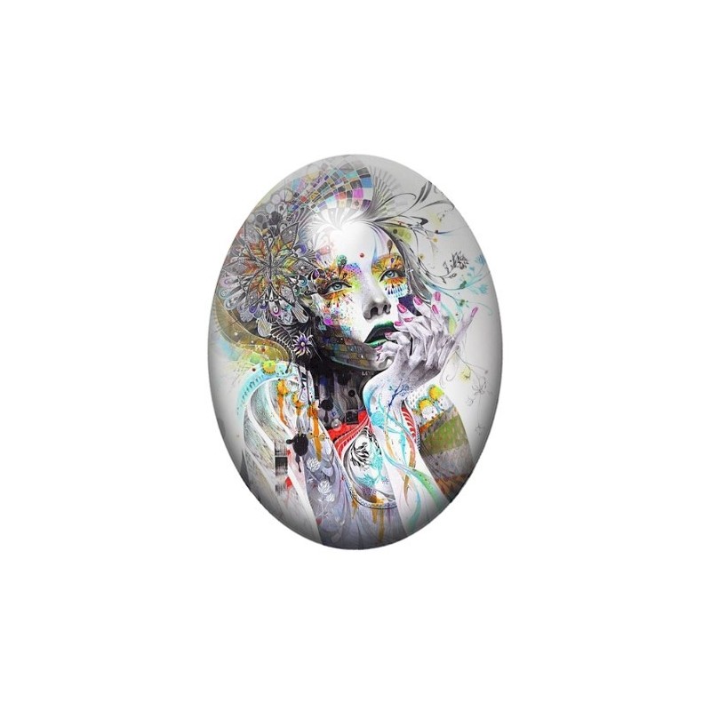 Cabochon en Verre Illustré Femme Onirique 13x18, 18x25 ou 30x40mm