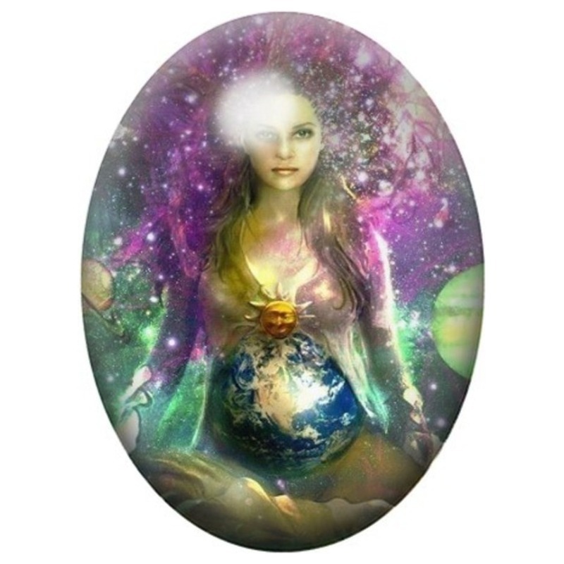 Cabochon en Verre Illustré Femme Enceinte Galactique 13x18, 18x25 ou 30x40mm