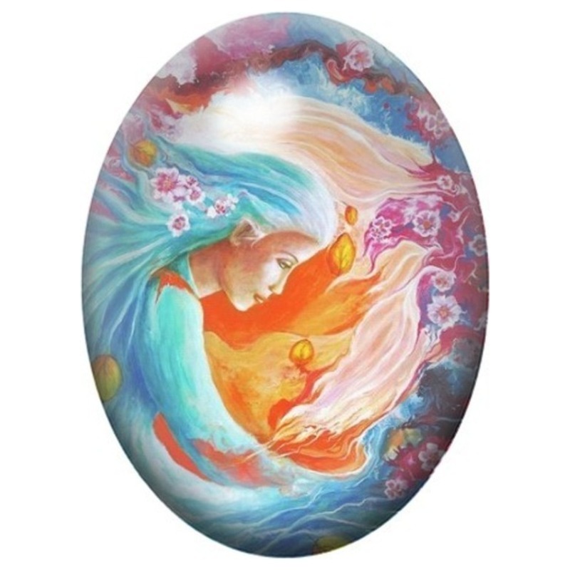 Cabochon en Verre Illustré Esprits du Feu et de l’Eau 13x18, 18x25 ou 30x40mm