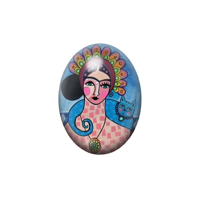 Cabochon en Verre Illustré Frida Khalo Coloré 13x18, 18x25 ou 30x40mm