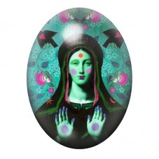 Cabochon en Verre Illustré Vierge Verte aux Papillons 13x18, 18x25 ou 30x40mm pour la création de bijoux fantaisie - DIY