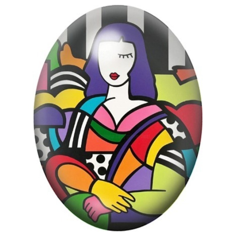 Cabochon en Verre Illustré Femme Pop Art Géométrique 13x18, 18x25 ou 30x40mm