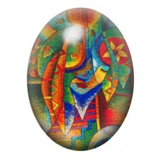 Cabochon en Verre Illustré Femme Abstraite Géométrique 13x18, 18x25 ou 30x40mm pour la création de bijoux fantaisie - DIY