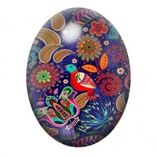 Cabochon en Verre Illustré Oiseau Folk au Jardin Nocturne 13x18, 18x25 ou 30x40mm pour la création de bijoux fantaisie - DIY