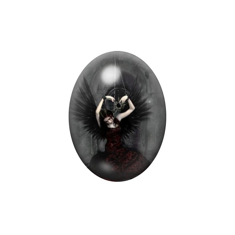 Cabochon en Verre Illustré Ange Prisonnière  Gothique 13x18, 18x25 ou 30x40mm