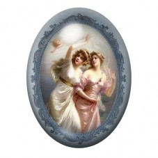 Cabochon en Verre Illustré Trois Femmes Angéliques en Médaillon 13x18, 18x25 ou 30x40mm pour la création de bijoux fantaisie - D
