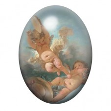 Cabochon en Verre Illustré Trois Anges dans le Ciel 13x18, 18x25 ou 30x40mm pour la création de bijoux fantaisie - DIY