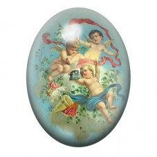 Cabochon en Verre Illustré Anges Musiciens et Fleurs 13x18, 18x25 ou 30x40mm pour la création de bijoux fantaisie - DIY