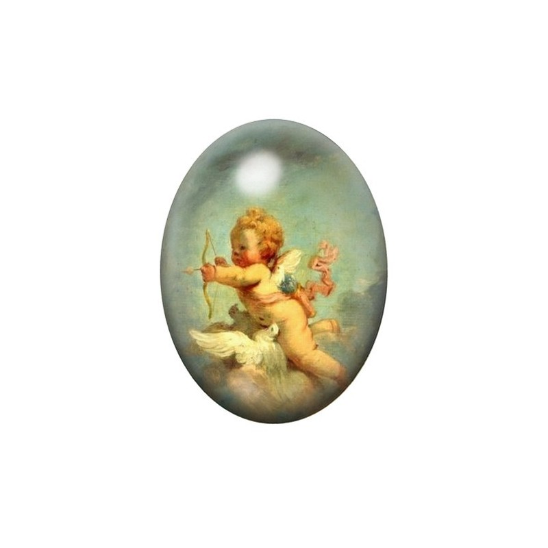 Cabochon en Verre Illustré Ange Arc Peinture 13x18, 18x25 ou 30x40mm